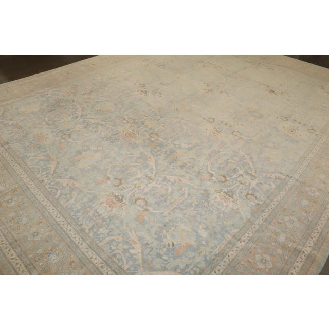 Antique Zabihi Collection Brown Soft Blue Persian Tabriz Rug For Sale In New York - Image 6 of 12