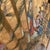 Gold Mid Century Monumental Hand-Painted Figural Chinoiserie Wall Fan: Woman in Garden For Sale - Image 8 of 12