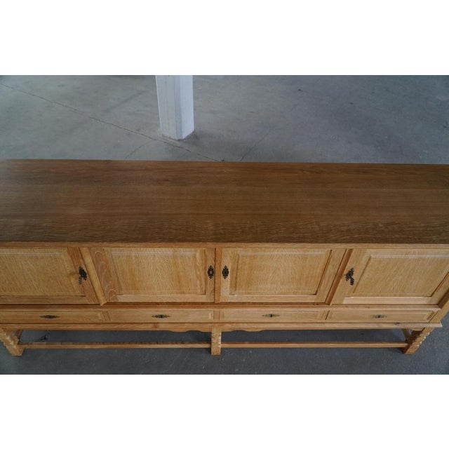 Low Brutalist Sideboard in Oak by Henning Kjærnulf, 1960s For Sale - Image 11 of 18