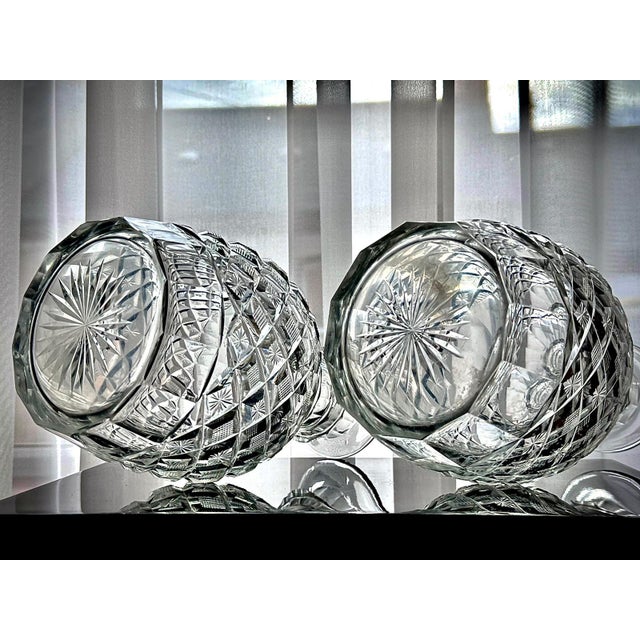 Victorian Cut-Glass Decanters with Diamond and Hobnail Cutting, 1890s, Set of 2 For Sale - Image 5 of 14