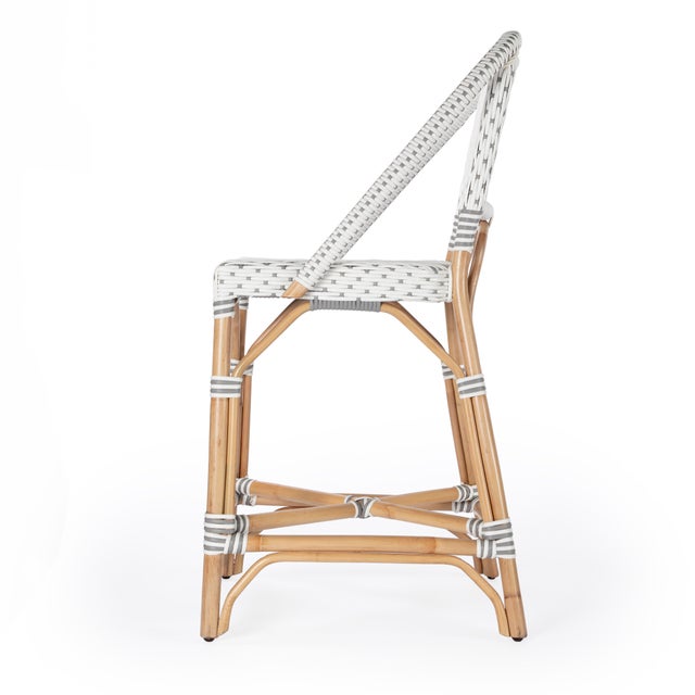 2020s Solstice 25 in. Seat Height Rattan Counter Stool with Back and Footrest For Sale - Image 5 of 8