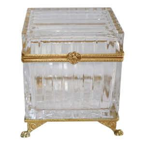 Fabergé Crested 24k Gold Crystal Clawfoot Baccarat Box, Signed by Tatiana Fabergé