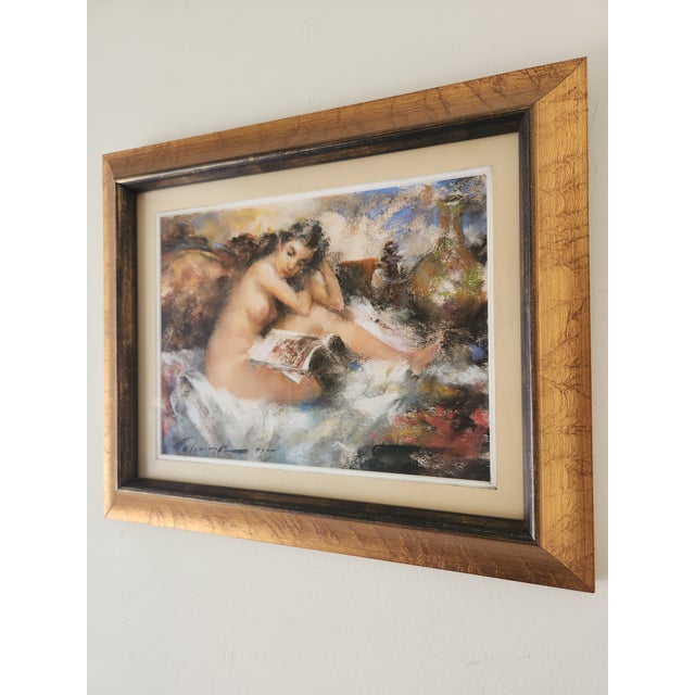 Early 21st Century Ramon Kelley Original Pastel Painting Nude Portrait of a Seated Woman For Sale - Image 5 of 12