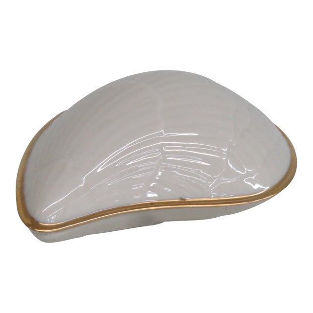Lenox China Seashell Trinket Dish Lidded Porcelain Box With 24k Gold Trim 4917b For Sale