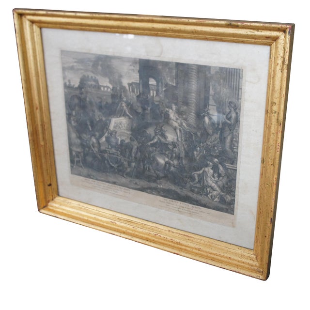 Revoir James Company black and white framed etching of Alexander Entering Babylon. The original work and painting was...