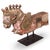 Gujarat, early 20th century - a carved vintage wooden horse, mounted on a simple iron stand. The piece features a stylised...