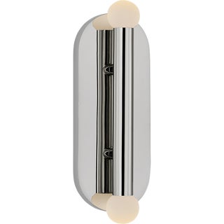 Kelly Wearstler for Visual Comfort Signature Rousseau Large Vanity Sconce in Polished Nickel with Etched Crystal Orb For Sale