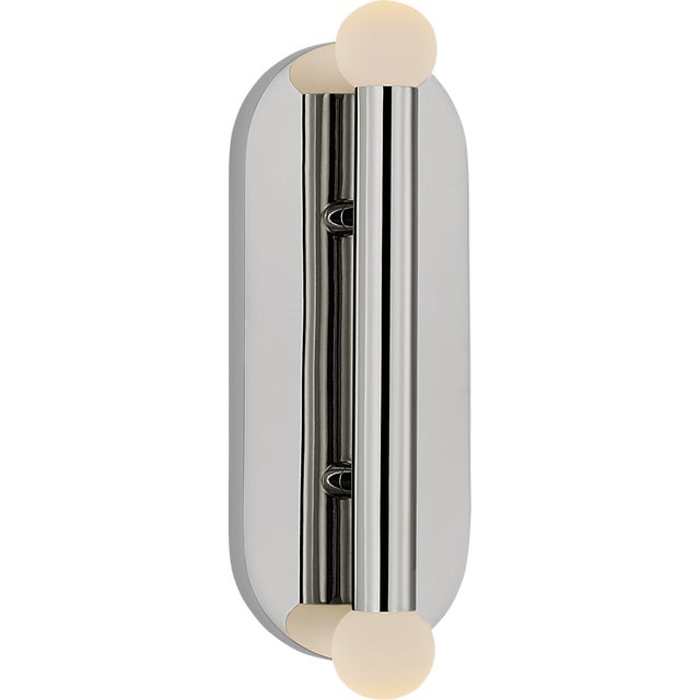 Kelly Wearstler for Visual Comfort Signature Rousseau Large Vanity Sconce in Polished Nickel with Etched Crystal Orb For Sale