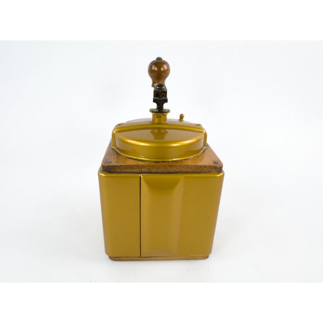 Wood Vintage Peugeot Frères French Coffee Grinder in Mustard Gold, Mid-20th Century For Sale - Image 7 of 11