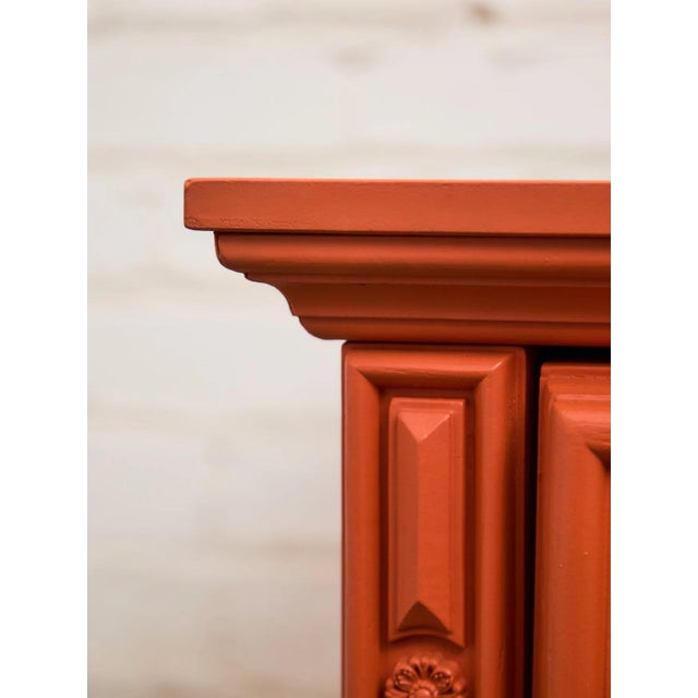 Mid 20th Century Hollywood Regency Spanish Revival Mid-Century Dresser and Poppy Orange Red For Sale - Image 12 of 12