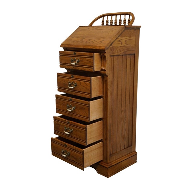 Brown Lexington Furniture Recollections Collection Solid Oak Rustic Country French 24" Lingerie Chest 468-310 For Sale - Image 8 of 15