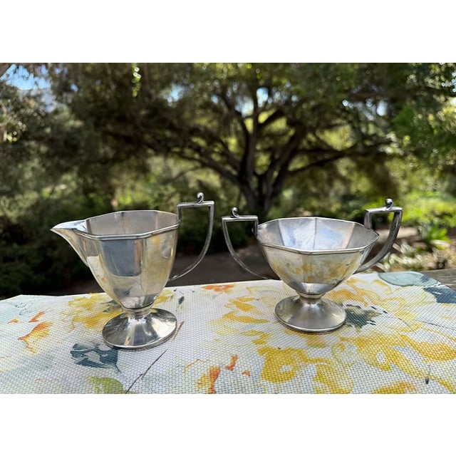 Vintage Sugar Bowl & Creamer | Sheffield Design 0611 For Sale - Image 4 of 10