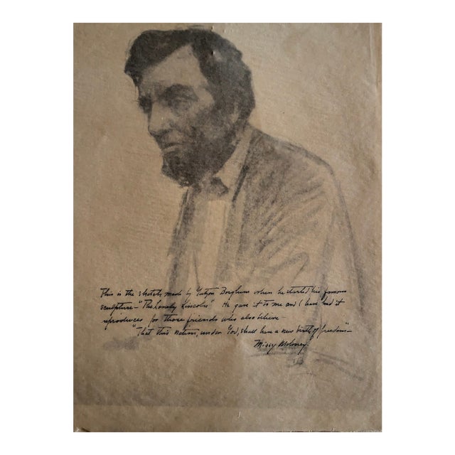 1920s Gutzon Borglum "The Lonely Lincoln" Drawing For Sale