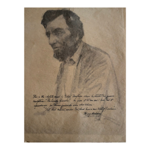 1920s Gutzon Borglum "The Lonely Lincoln" Drawing