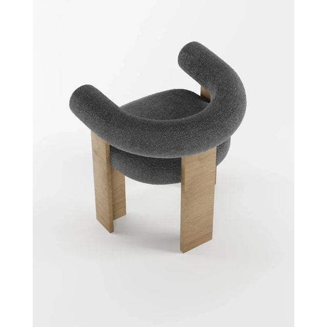 Collector Modern Cassette Chair in Bouclé Dark Grey Fabric by Alter Ego For Sale - Image 4 of 5