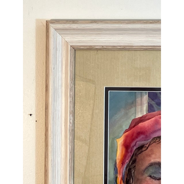 Original watercolor painting by C. Bernard, NWS, dated 2019. This expressive portrait shows a woman with her eyes closed,...