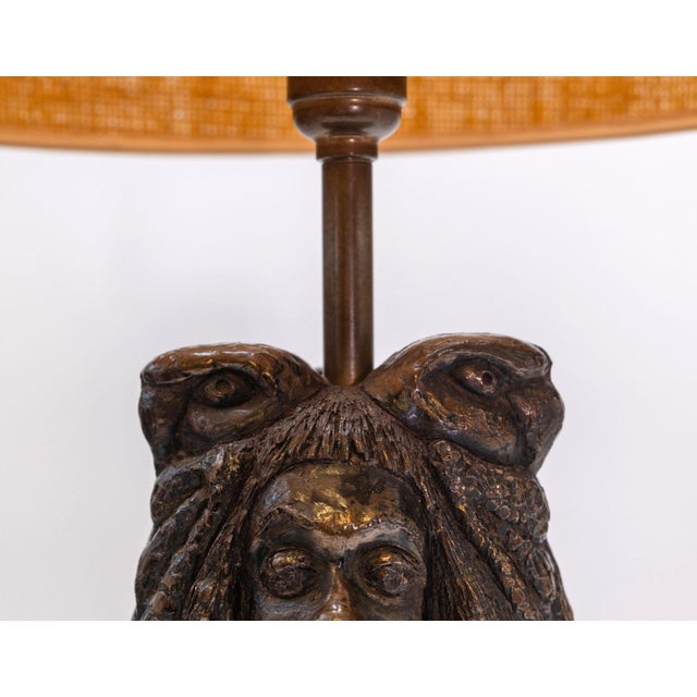 Large Bronzed and Pottery Figurative Table Lamp, 1970s For Sale - Image 6 of 13