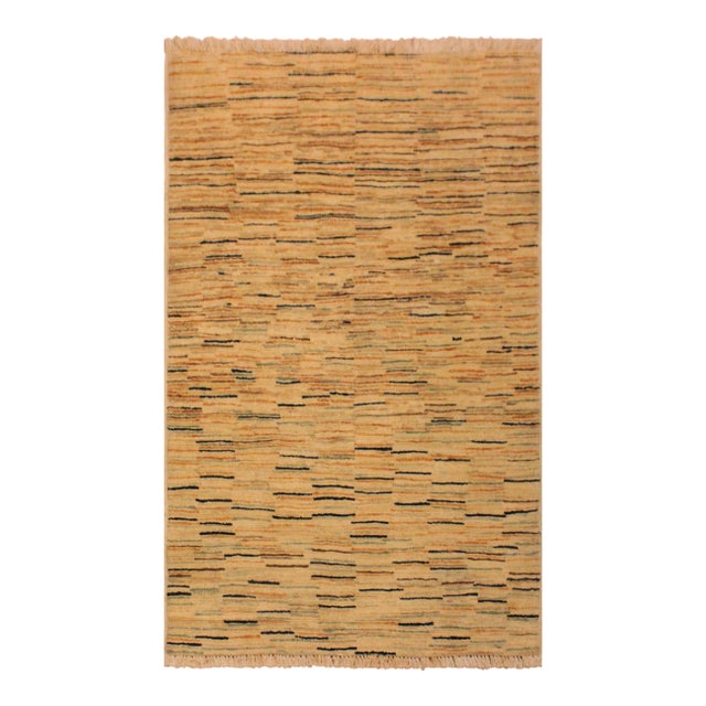 1990s Shabby Chic Gabbeh Ivory/Orange Hand-Knotted Wool Rug -2'8 X 3'11 For Sale