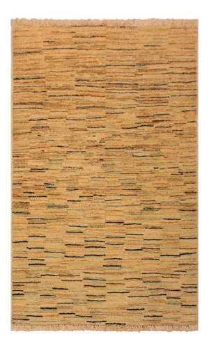 1990s Shabby Chic Gabbeh Ivory/Orange Hand-Knotted Wool Rug -2'8 X 3'11