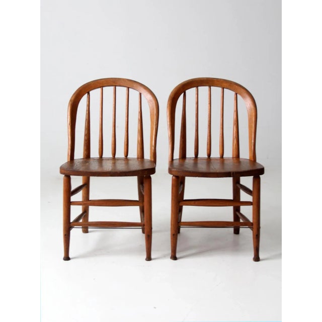 Antique Bow Back Spindle Chairs-a Pair For Sale - Image 10 of 13