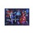 This striking artwork captivates with its bold use of color and texture, centered within a vivid red backdrop that...