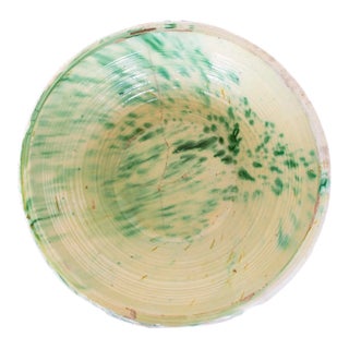 19th Century Large Spanish Green and White Lebrillo Bowl For Sale