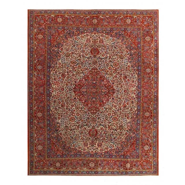 1900 - 1909 1900s Pasargad Ivory Antique Persian Kashan Rug For Sale - Image 5 of 5