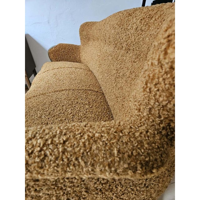 1950s Vintage Scandinavian Curved Bouclé 3-Seater Sofa, 1950s For Sale - Image 5 of 9