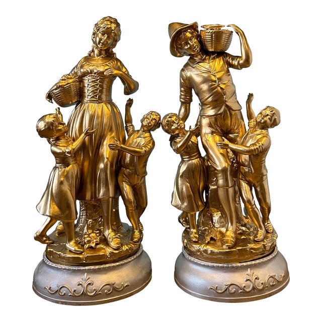 MidCentury Japanese Ceramic Figurines Family a Pair Chairish