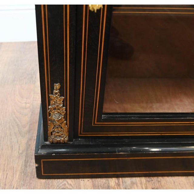 Victorian Ebonised Pier Display Cabinet with Sevres Porcelain Plaques, 1880s For Sale - Image 4 of 8