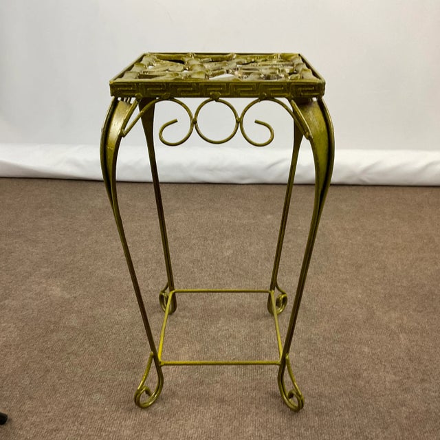 Chinoiserie Vintage Chinoiserie Bamboo Motif Metal and Cast Iron Plant Stand For Sale - Image 3 of 13