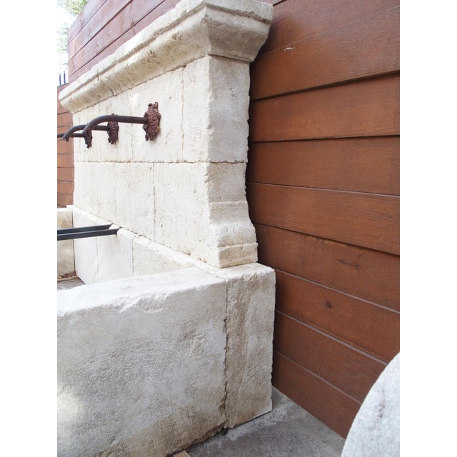 Large Sault Triple Spout Limestone Wall Fountain From Provence, France For Sale - Image 9 of 18