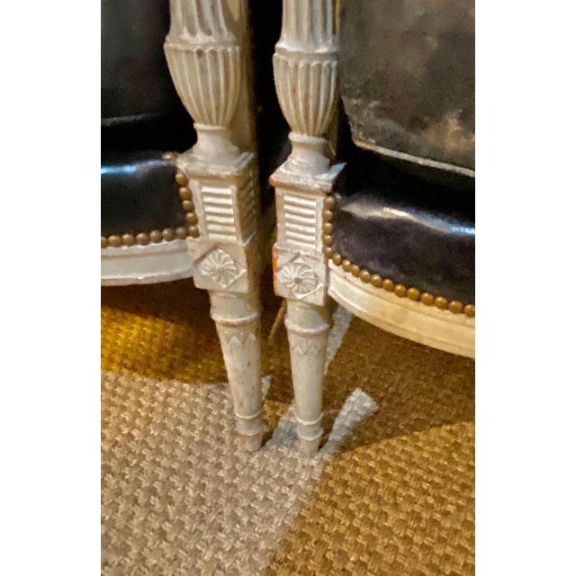 Pair Louis XVI/Directoire Bergeres, Late 18th Century or Early 19th Century For Sale - Image 15 of 16