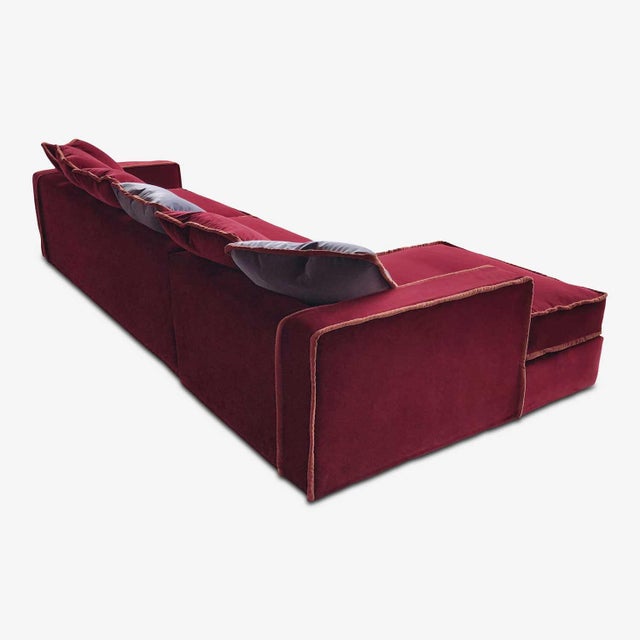 Rafaella Chaise Sofa in Red and Rusty Velvet from Biosofa For Sale - Image 9 of 14
