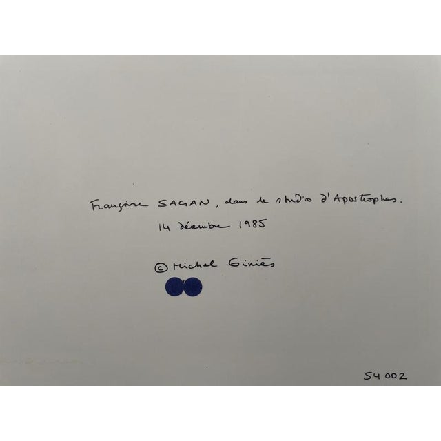 Modern Michel Giniès, Françoise Sagan in the Apostrophes Studios, 1985, Silver Print For Sale - Image 3 of 4