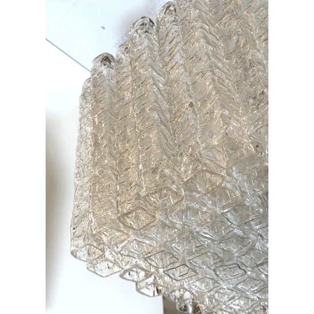 Metal Mid 20th Century Handmade Hand Blown Glass Italian Square Pendant Light For Sale - Image 7 of 11