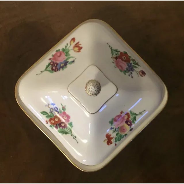 White Antique 19th Century French Empire Floral Porcelain Serving Dish & Cover For Sale - Image 8 of 13