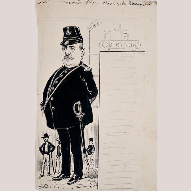 Black Spanish or Catalan Artist, Satirical Cartoon Studies, 1990s, Ink & Pencil Drawings, Set of 3 For Sale - Image 8 of 11