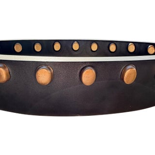 L’objet 18” Black & Gold Studded Oval Centerpiece Bowl For Sale