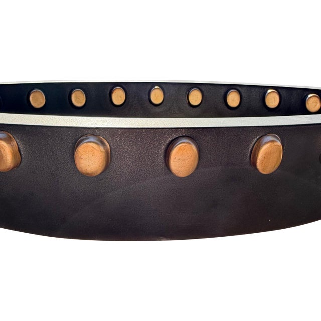 L’objet 18” Black & Gold Studded Oval Centerpiece Bowl For Sale