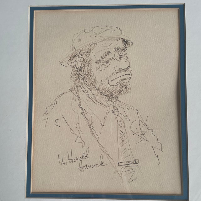 The product is an original, hand signed drawing by artist W Harold Hancock, featuring a portrait of a hobo clown. His...