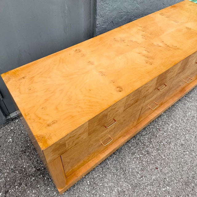 Mid-Century Modern Mid Century Modern Burlwood Dresser With Copper Legs For Sale - Image 3 of 10