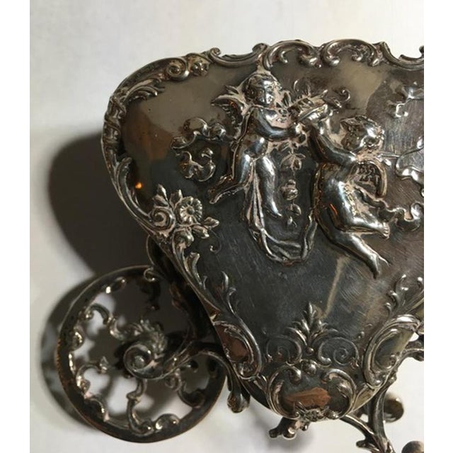 Antique baroque sterling silver little love cart late 19th Century, Italy. This a very nice and lovable piece of art fine...
