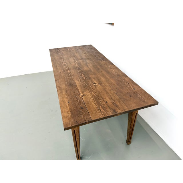 Pine Farmhouse Table with Drawers and Fluted Legs, France, 1950s For Sale - Image 11 of 18
