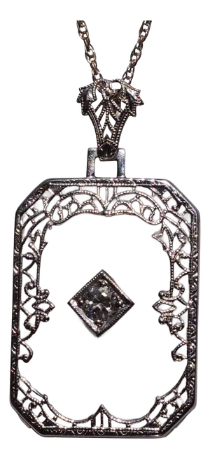 The 21st Street: Antique Art Deco Camphor Glass Pendant with Diamond
