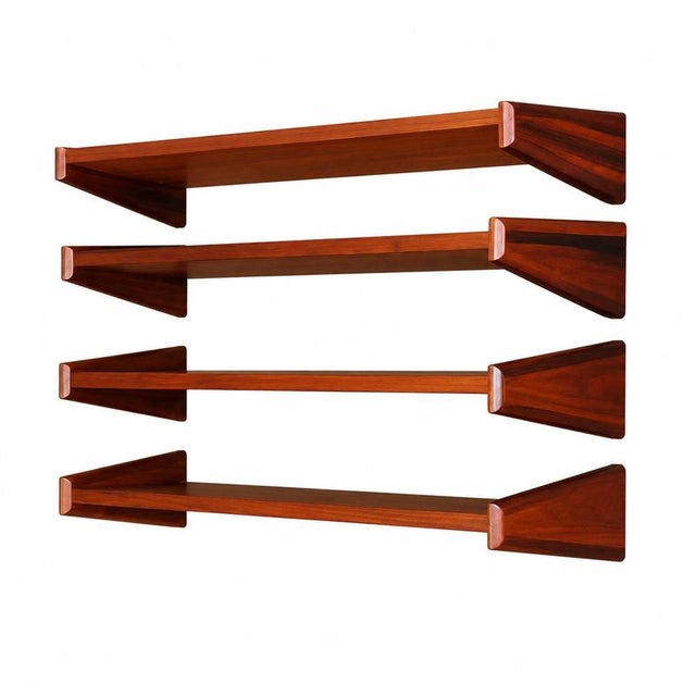 Mid-Century Modern Floating Wall Shelves, Danish, 1960s, Set of 4 For Sale - Image 13 of 14