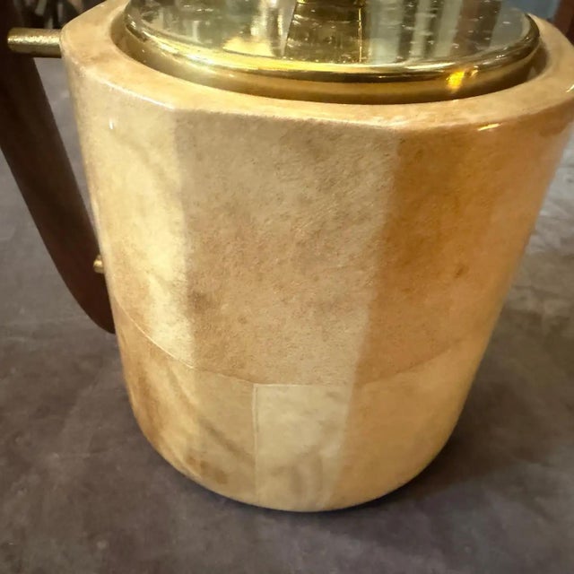 1950s Aldo Tura Mid-Century Modern Goatskin and Brass Ice Bucket For Sale - Image 9 of 11