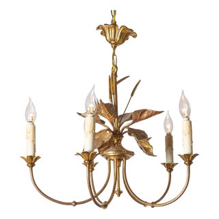 Mid 20th Century French Maison Charles-Inspired Gilt Bronze Chandelier For Sale