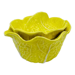 Vintage Cabbage Leaf Design Covered Dish