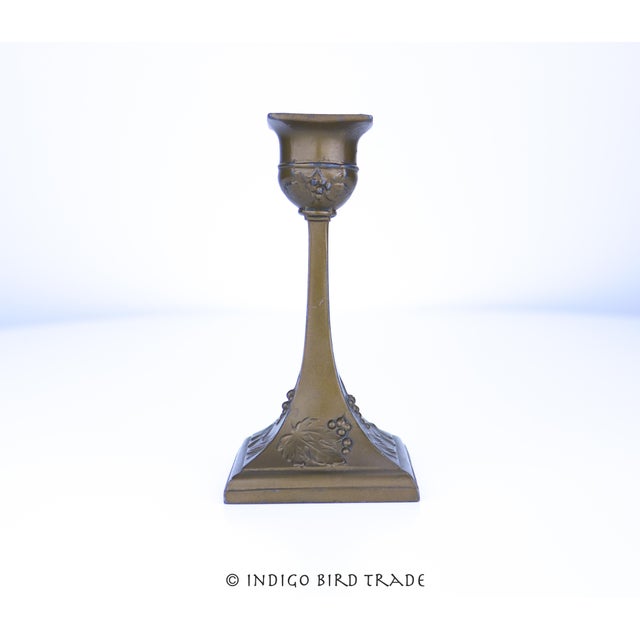 Wonderful bronze candle holder is made in Art Nouveau style in early 1900's. Most likely it has French origin. It features...